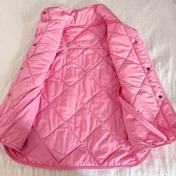Women's Puffer Vest Hot Pink SMALL Lightweight Unbranded Snap Up - Picture 3 of 7